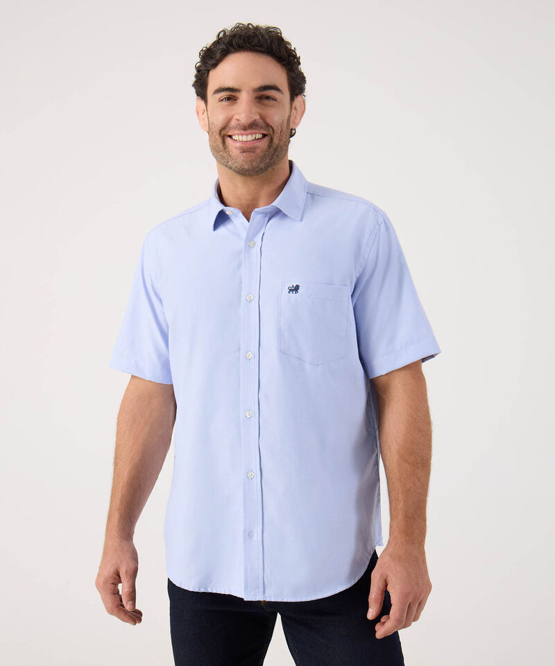 Camisa Manga Corta con Bordado en Bolsillo Hombre